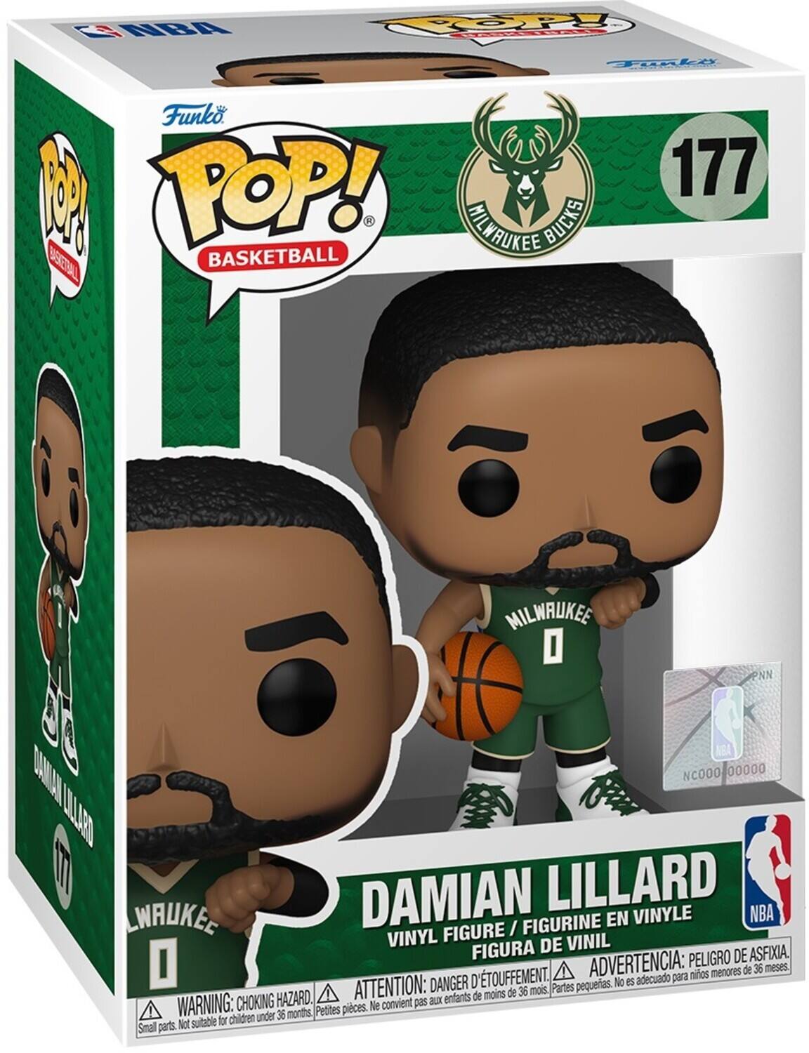 NBA COP Tonle Funko M POP! 177 WILWAUKEE BUCKS BS BASKETBALL MILWRUKEE O PNN ABA DAAAN NCO00 00000 ILLARD DAMIAN LILLARD NBA LWAUKEE FIGURINE EN VINYLE FIGURE / VINYL DE VINIL FIGURA PELIGRO DE ASFIXIA. O TOUFFEMENT. ADVERTENCIA: nios menores de 36 meses. DANGER D'ÉTOUFFEMENT. ATTENTION: de 36 mois. Parties pequeas. HAZARD. enfants de moins WARNING: CHOKING CHOKING HAZARD. Small parts. Not suitable for children under 36 months. Petites pièces. Ne convient pas aux Petites pieces. Ne es acuádulo para niños menores de 36 meses.