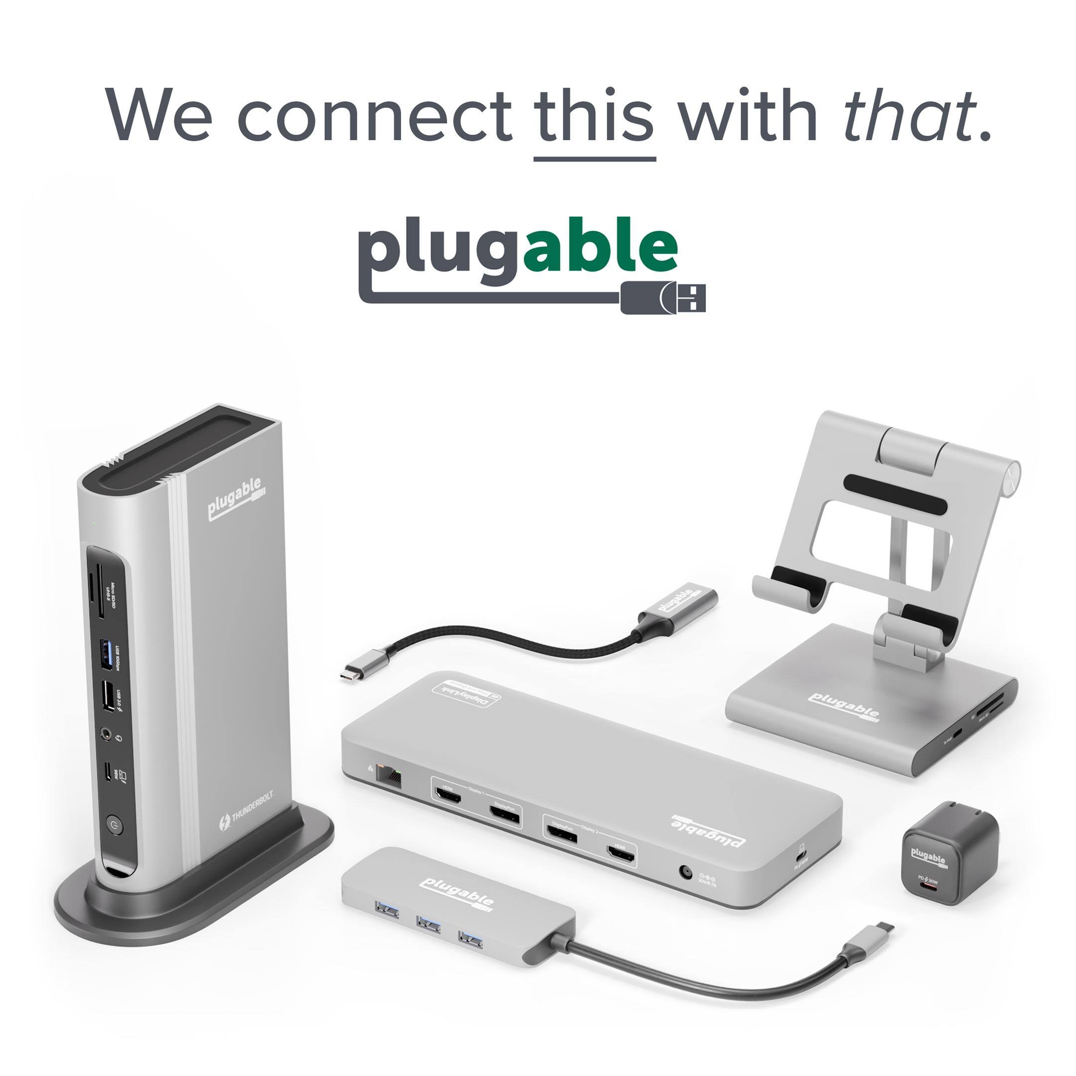 We connect this with that.  
plugable