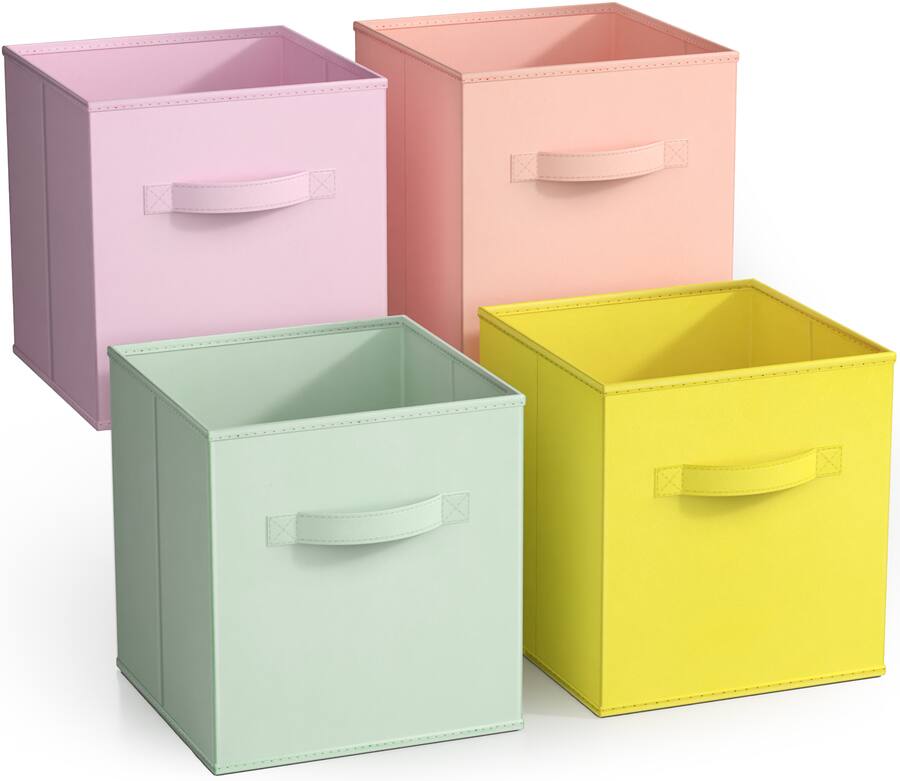 Sorbus Fabric Storage Cubes, 4 Foldable Storage Bins for Organizing ...