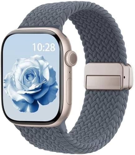Alt View 5. Core Tech - Braided Stretchy Magnetic Watch Band for Apple Watch 44/45/46/49mm & 42mm Series 1-3 - Anchor Blue.