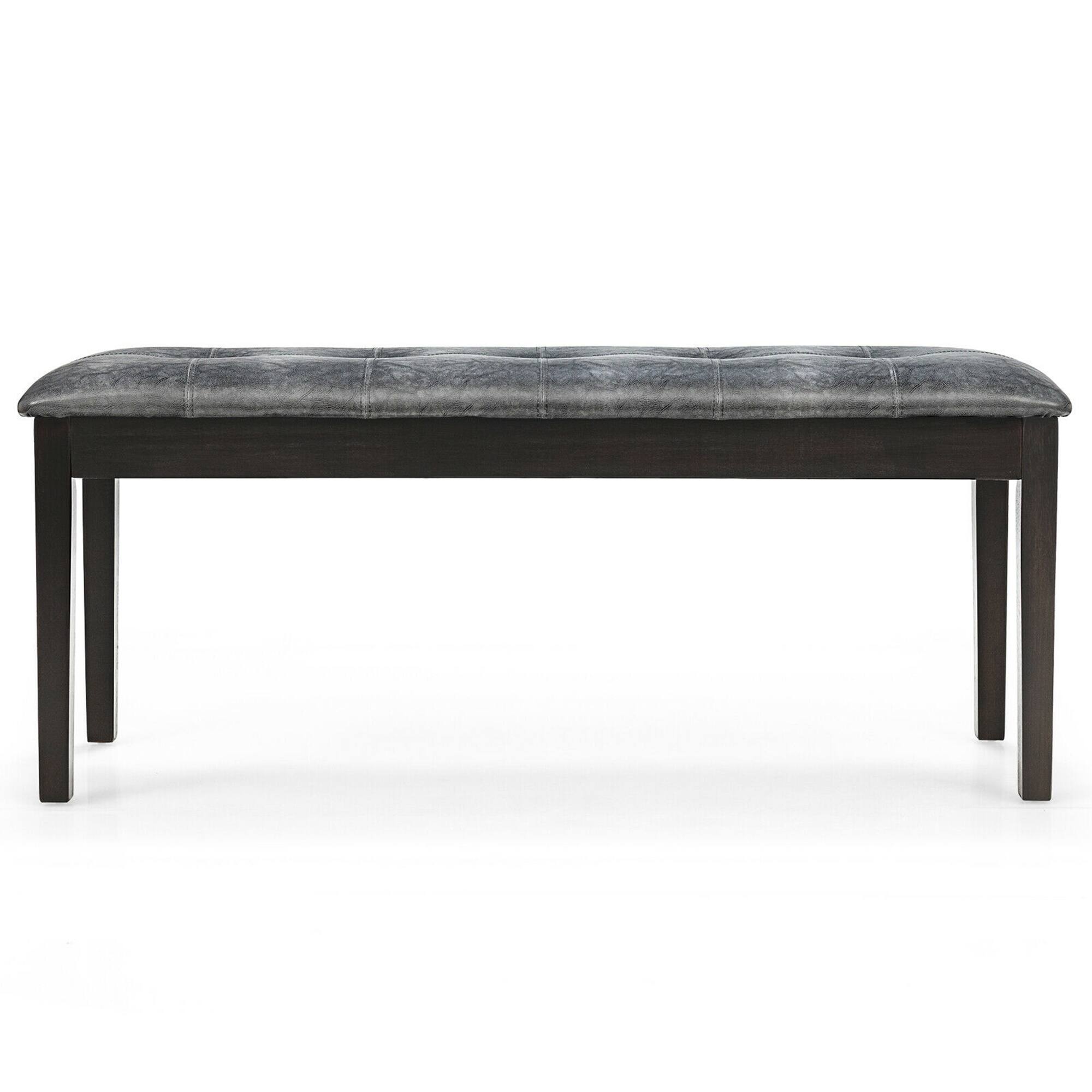 Alt View 17. Costway - Upholstered Dining Bench w/Padded Seat for Kitchen Bedroom Entryway Grey - Grey.