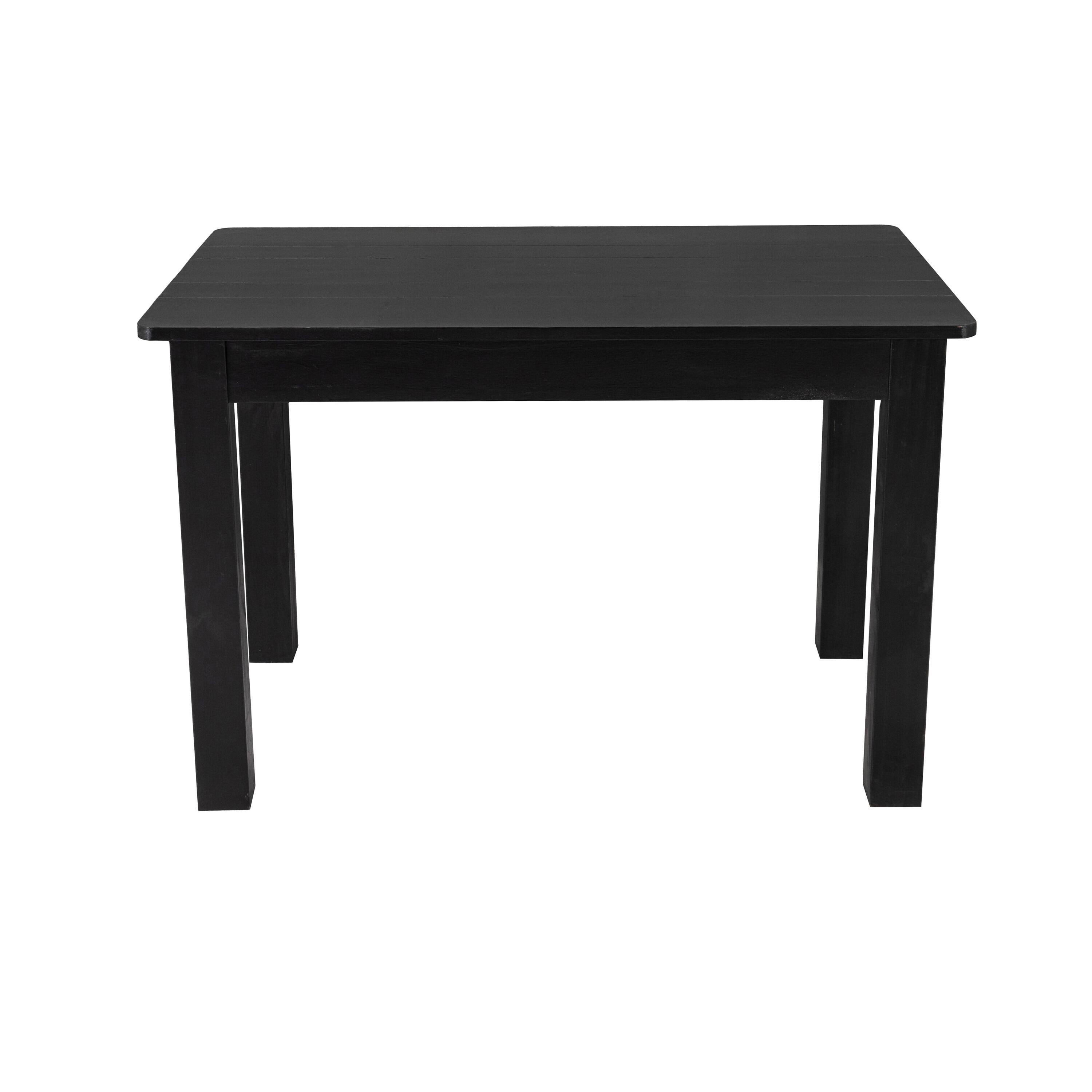 Angle. Flash Furniture - HERCULES 46" x 30" Rectangular Black Wash Solid Pine Farm Dining Table - Black.