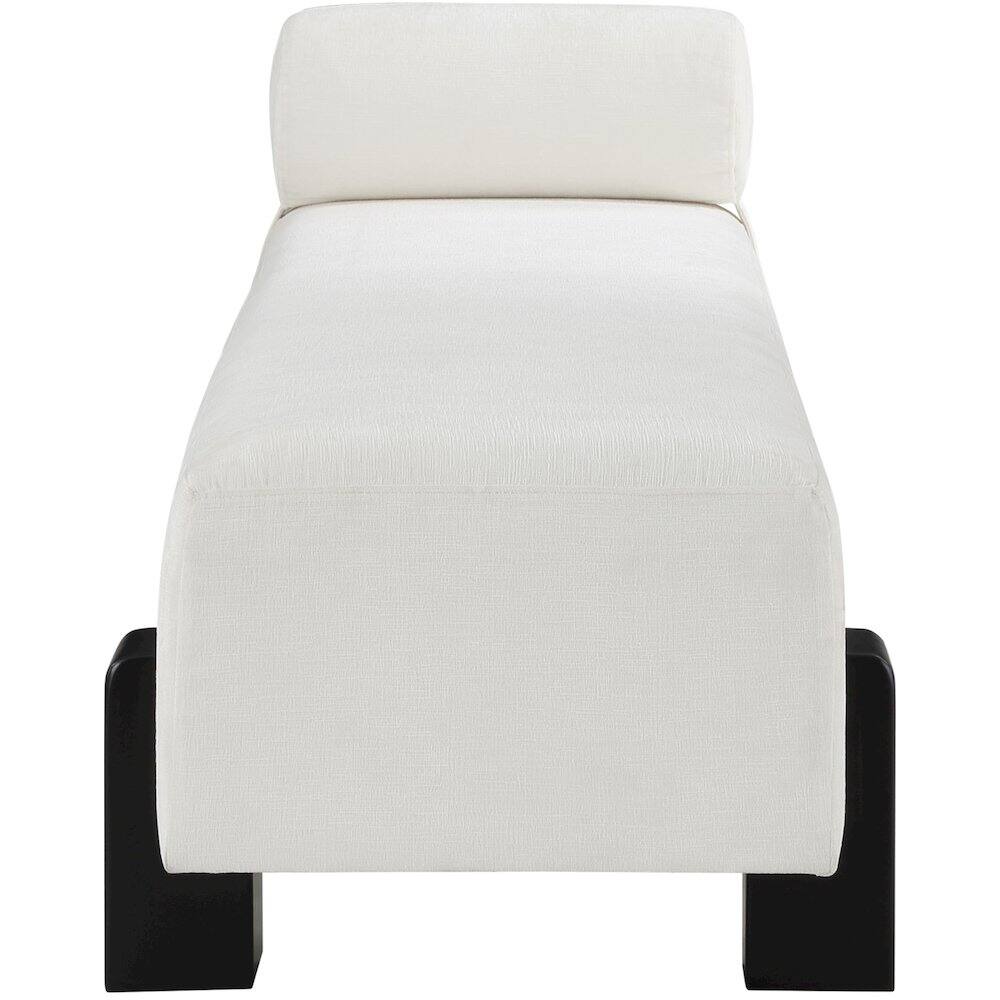 Alt View 4. Meridian Furniture - Edison Cream Chenille Fabric Bench - Beige.