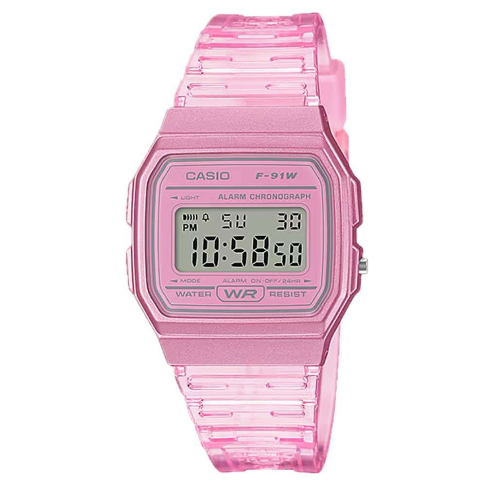Casio - Men's Transparent Digital Watch - F-91WS-4CF - Pink