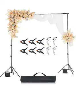 VEVOR - Backdrop Stand, 8.5 x 10 ft Adjustable Photo Backdrop Stand Kit, Portable Background Backdrop Stand with 2 Tripods - Black