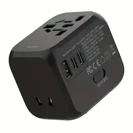 Acteck - Travel Adapter,2500W Universal Power Plug Converter with Type C, Suitable for USA, UK, EU, Australia,Lightweight Design - Black