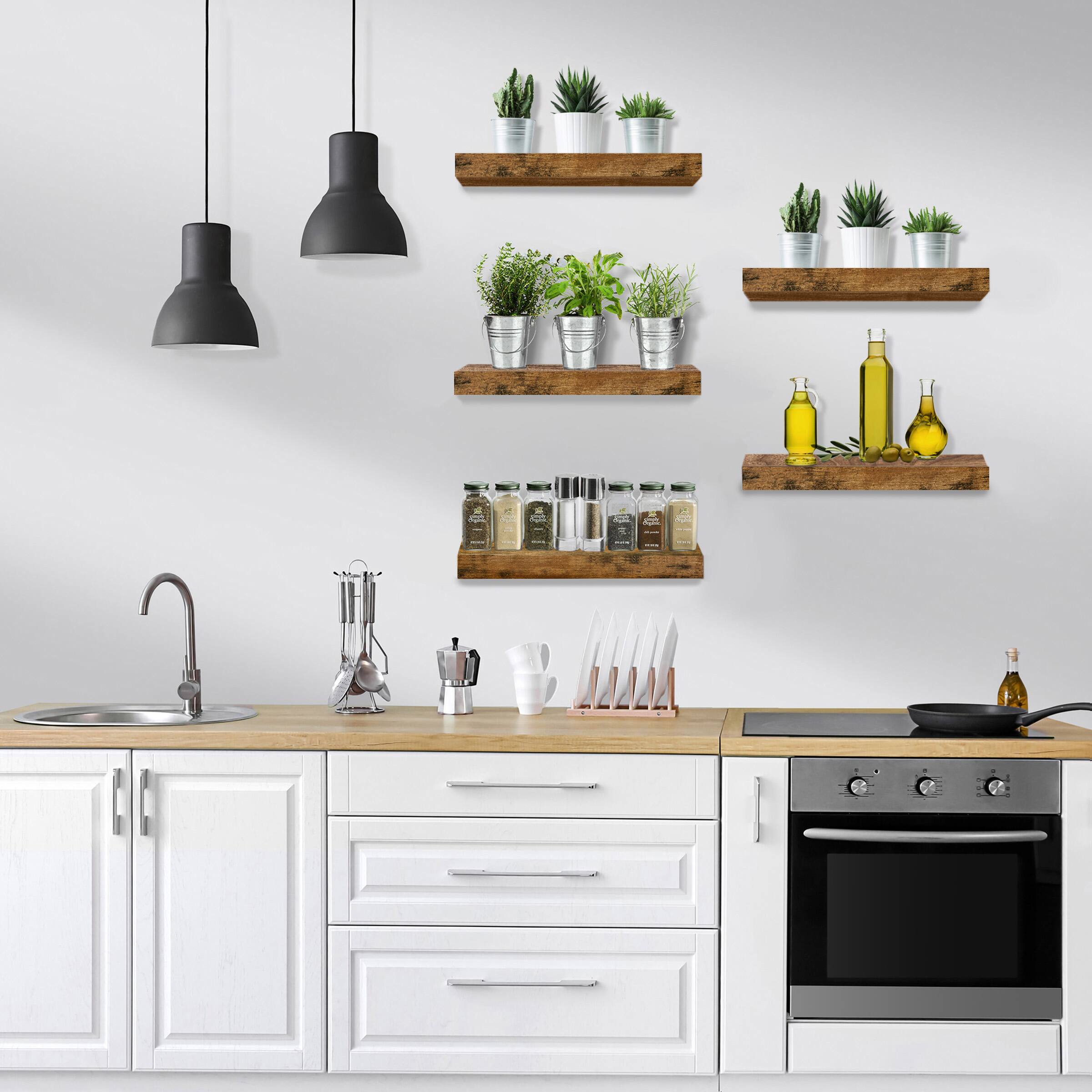 Alt View 4. Sorbus - Sorbus Floating Shelves for Wall, Bathroom Shelves Wall Mounted for Kitchen, Bedroom, Living Room, Bathroom - Brown.