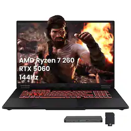 ASUS - TUF 18" Gaming Laptop,Ryzen 7 260,64GB DDR5,4TB SSD+1TB Docking Station,RTX 5060 8GB,Backlit Keyboard,Win 11 - Gray