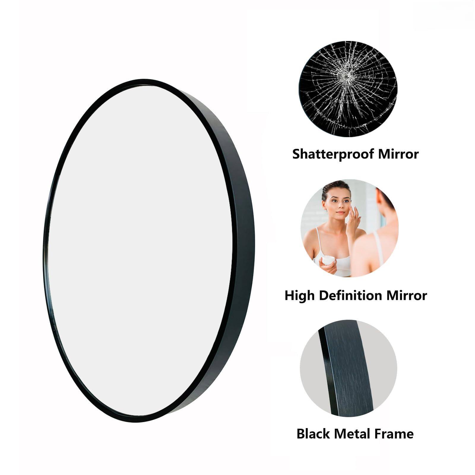Shatterproof Mirror  
High Definition Mirror  
Black Metal Frame
