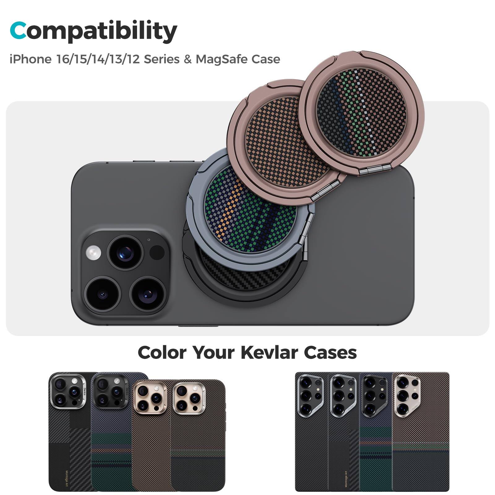 Compatibility  
iPhone 16/15/14/13/12 Series & MagSafe Case  

Color Your Kevlar Cases