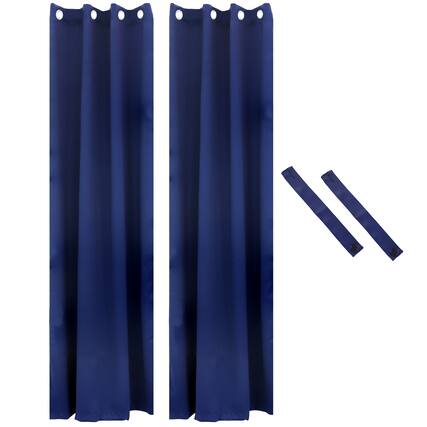 Front. Sunnydaze - Outdoor Blackout Curtain Panel - 52 in x 108 in - Set of 2 - Blue.