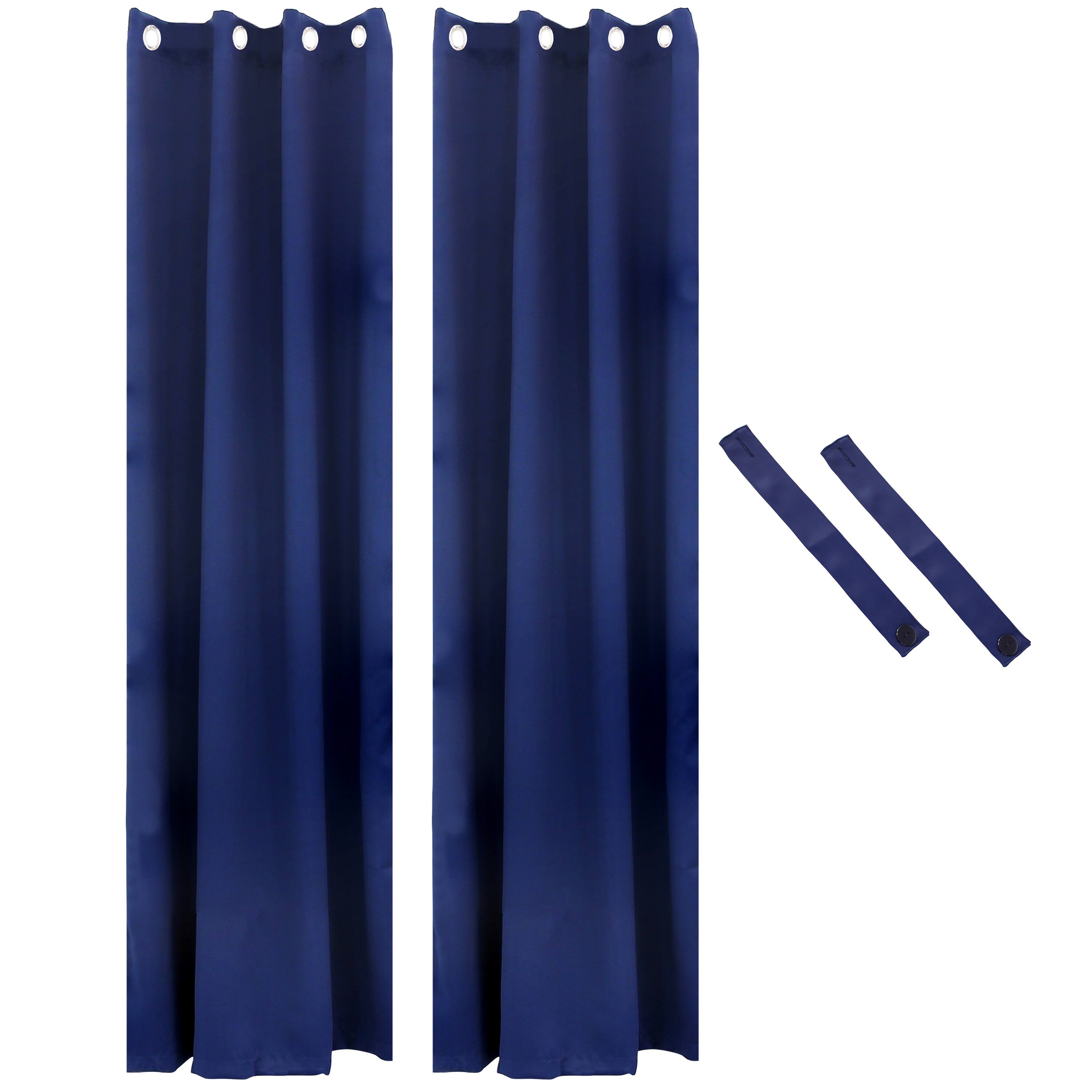 Front. Sunnydaze - Outdoor Blackout Curtain Panel - 52 in x 108 in - Set of 2 - Blue.