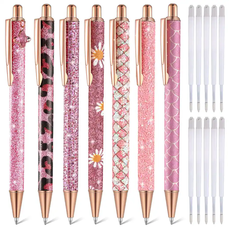 Paradigms Interiors 7 Fancy Pens For Women Cute Sparkly Glitter With 10 ...