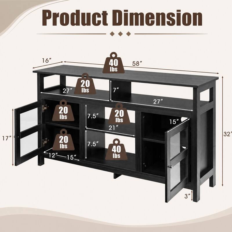 Product Dimension

- 58"
- 16"
- 27"
- 7"
- 20 lbs
- 20 lbs
- 7.5"
- 20 lbs
- 20 lbs
- 12"
- 15"
- 7.5"
- 20 lbs
- 21"
- 40 lbs
- 27"
- 15"
- 32"
- 3"