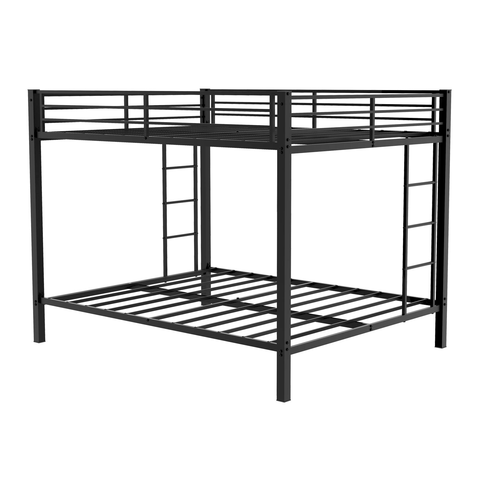 Alt View 9. Loheer - Loheer Full Over Full Bunk Bed Heavy Duty Black Metal Frame Space Saving Square Tube - Black.