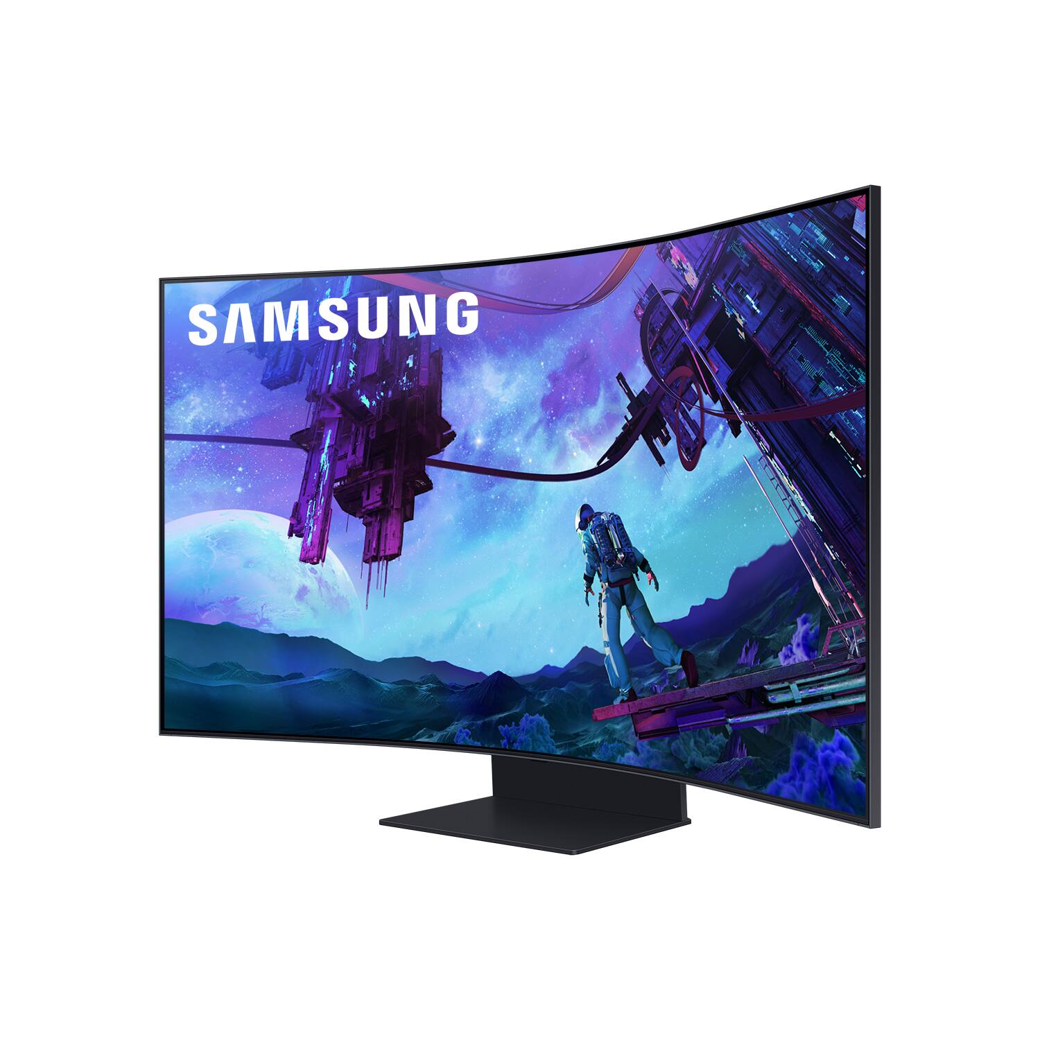 Alt View 6. Samsung - 55" Odyssey Ark 2nd Gen. Curved 4K UHD Quantum Mini-LED FreeSync Prem Pro 1ms GTG Gaming Screen - Black.