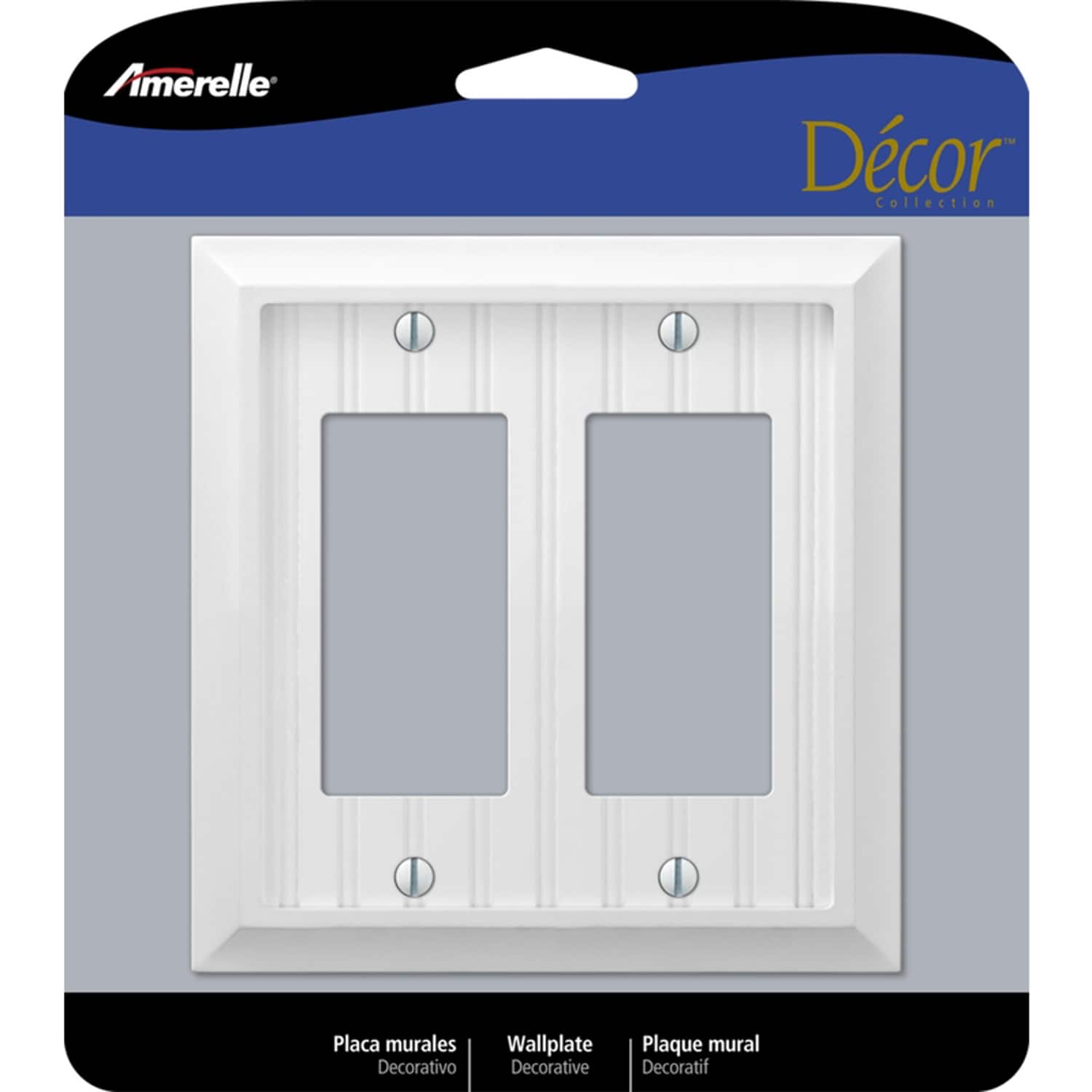 AMERELLE - Cottage 2 gang Wood Decorator Wall Plate 1 pk - White
