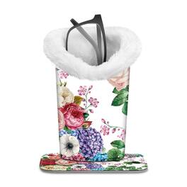 Kitcheniva - PU Leather Plush Lined Eyeglasses Protective Cover Holder Magnetic Stand Desk Organizer - Flower Festival