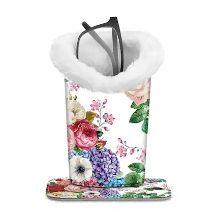 Front. Kitcheniva - PU Leather Plush Lined Eyeglasses Protective Cover Holder Magnetic Stand Desk Organizer Flower Festival - Flower Festival.