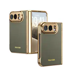 UUCOVER - For Apple iPhone Duo Case with Built-in Screen Protector ,Shockproof Hinge Protection PC Case Electroplated Frame Cover - Olivegreen
