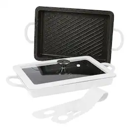 Curtis Stone - Refurbished Excellent - 13-in-1 Dura-Pan+ Sauté Pan with Grill Pan and Lid - White