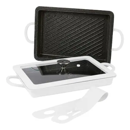 Front. Curtis Stone - Curtis Stone 13-in-1 Dura-Pan+ Sauté Pan with Grill Pan and Lid White - White.