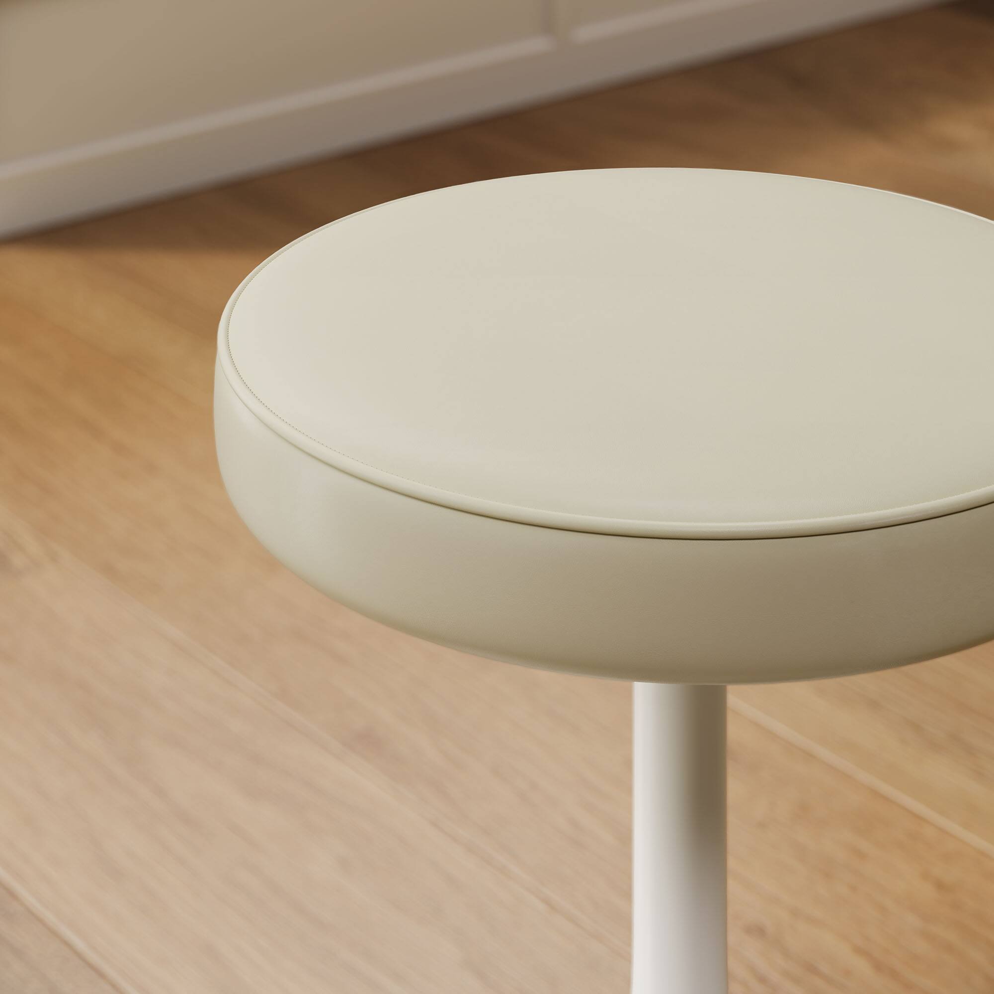 Alt View 3. Modway - Lippa Vegan Leather Round Stool by Modway - Ivory.