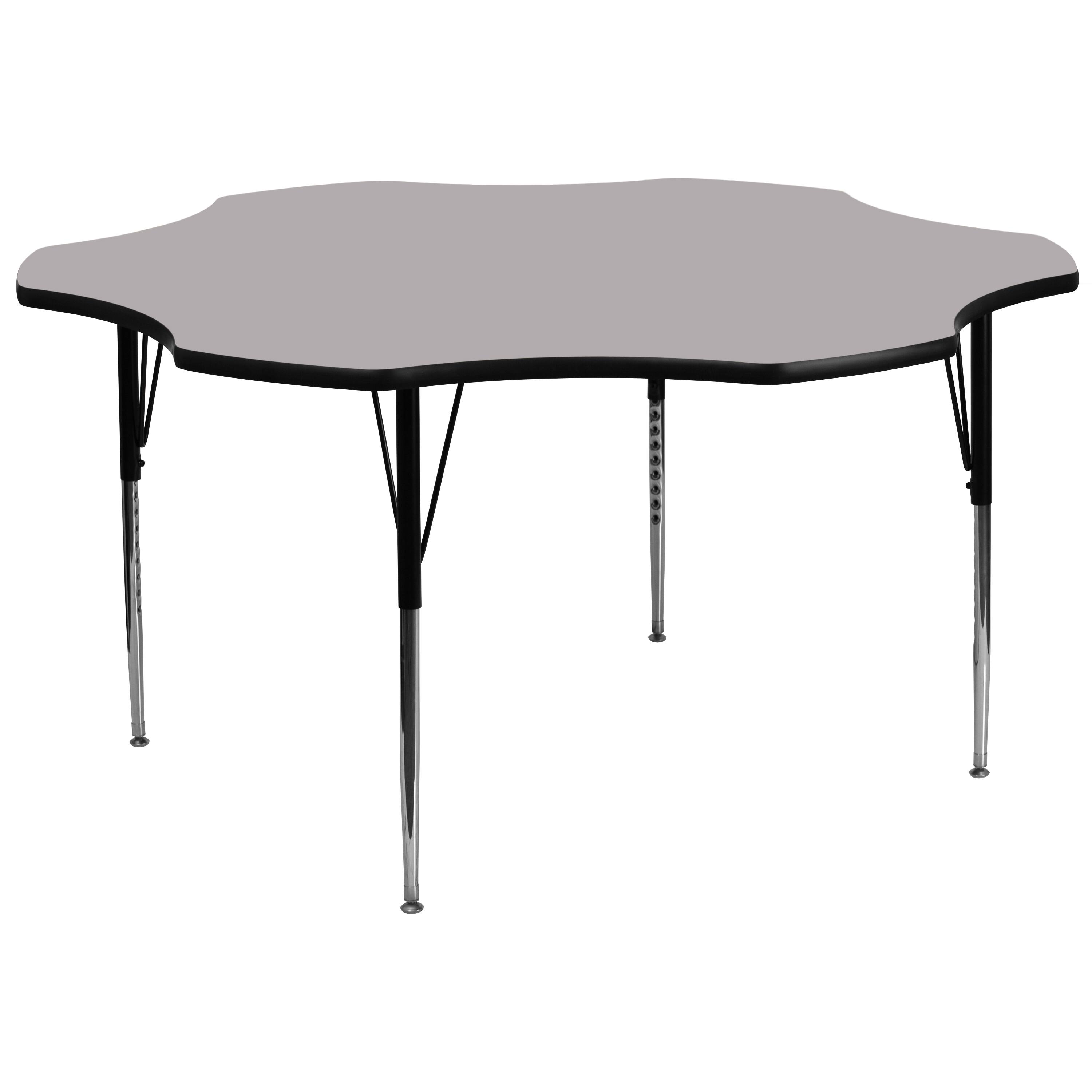 Front. Flash Furniture - Wren 60'' Flower Grey Thermal Laminate Activity Table - Standard Height Adjustable Legs - Gray.