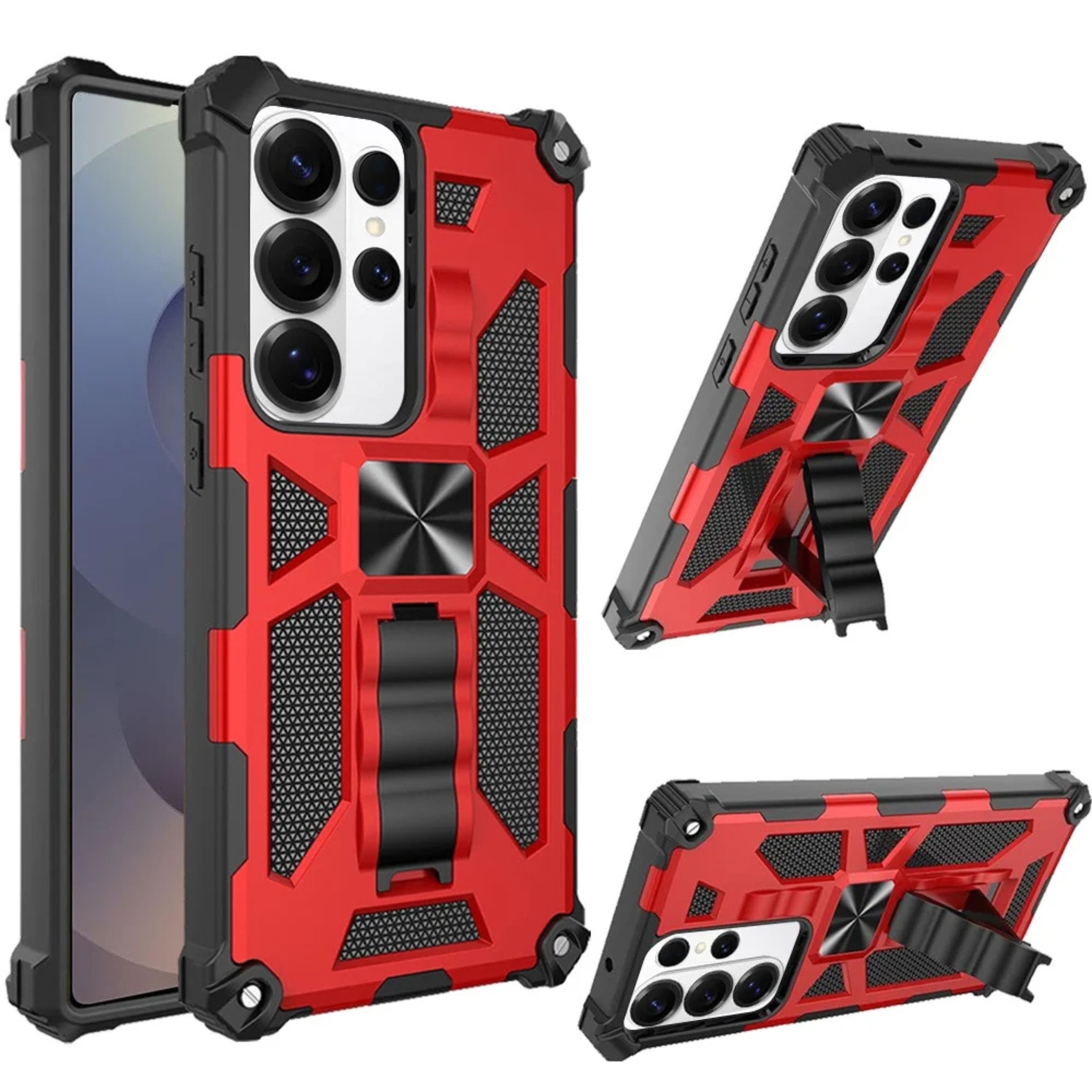Kitcheniva - Shockproof Stand Case With Metal Plate And Tempered Glass For Samsung S26 Ultra - Red price history on PriceWatchPro