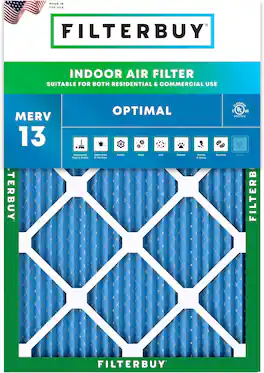 Filterbuy - 13x20x1 MERV 13 Smoke & Allergy Defense, Electrostatic Pleated HVAC AC Furnace Air Filters Replacement (1-Pack) - Blue