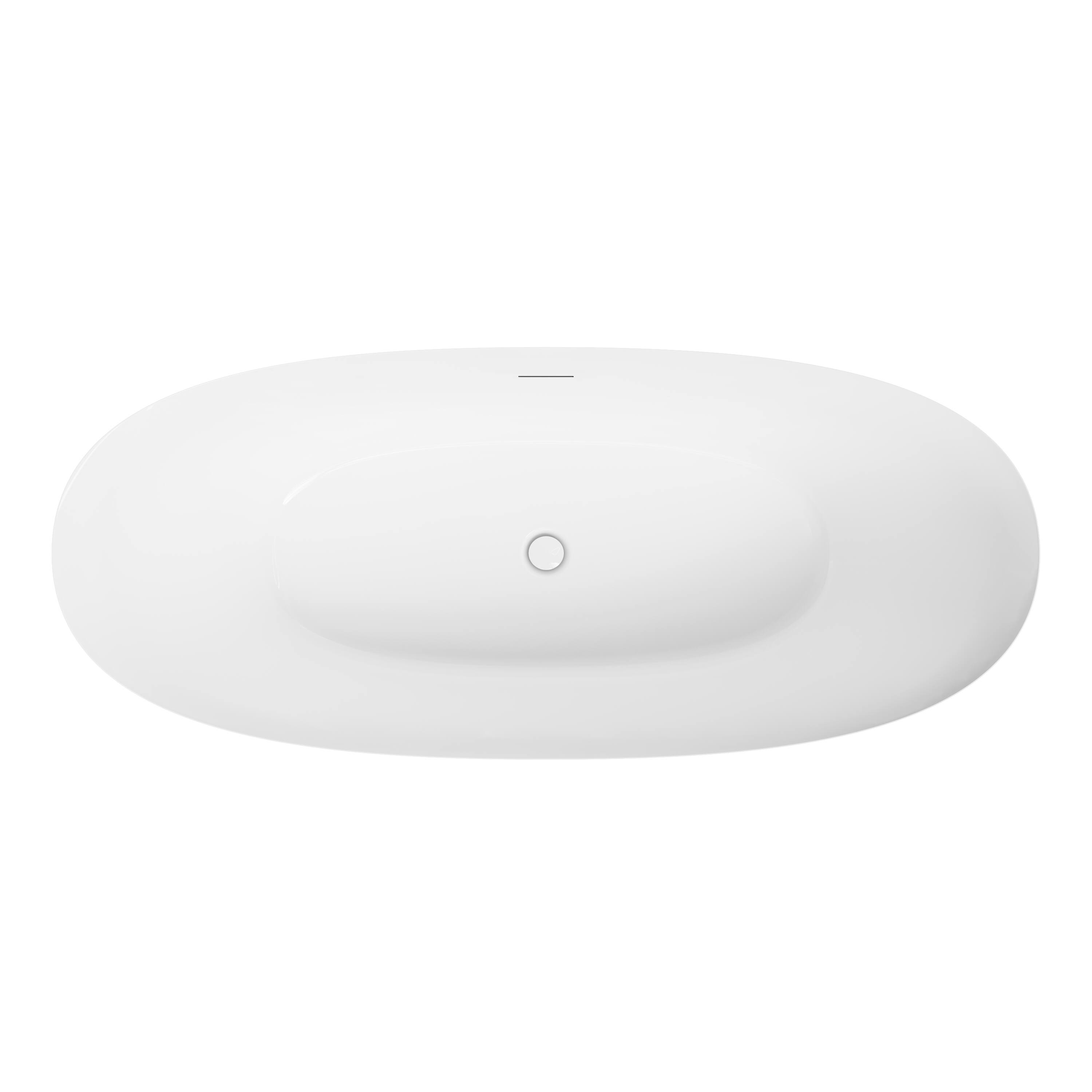 Alt View 10. WELLFOR - Villa 66 in. x 28.75 in. Acrylic Oval Freestanding Soaking Bathtub with Center Drain and Overflow - White.