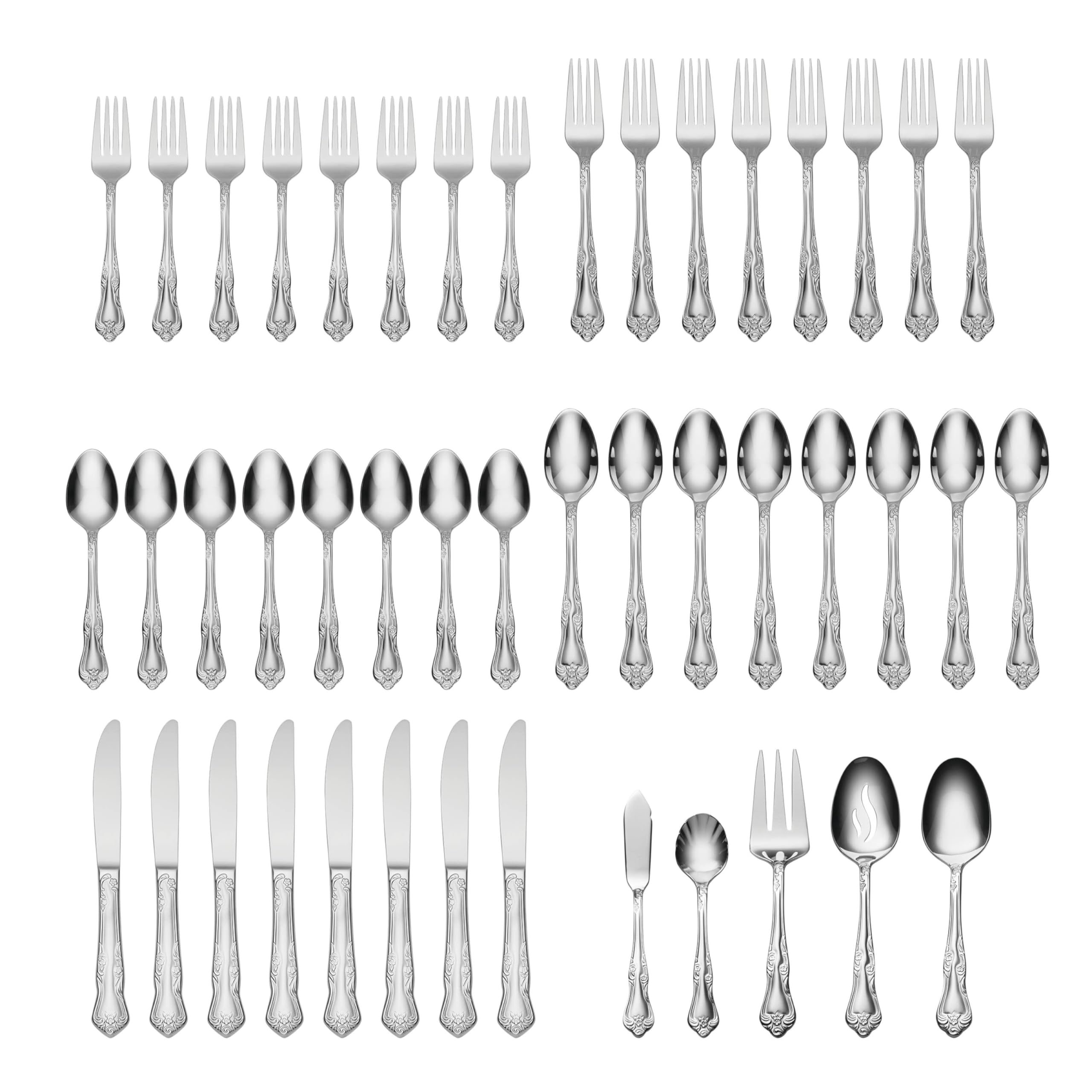 Angle. Dazzed Corner - 45-Piece Flatware Set, Service for 8 - Silver.