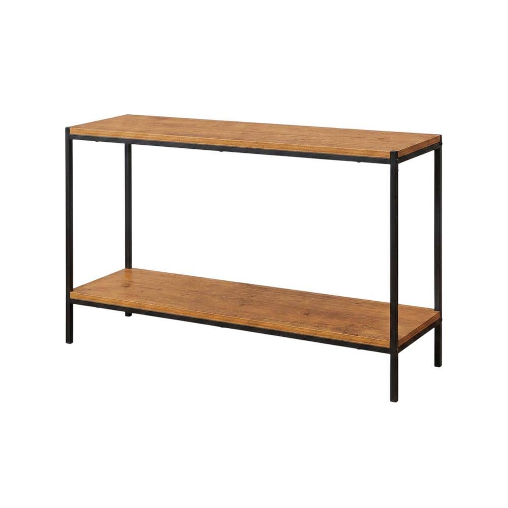 Front. Caffoz - Brooklyn Series Wood Console Table With Storage Shelf In Oak Brown - Oak.