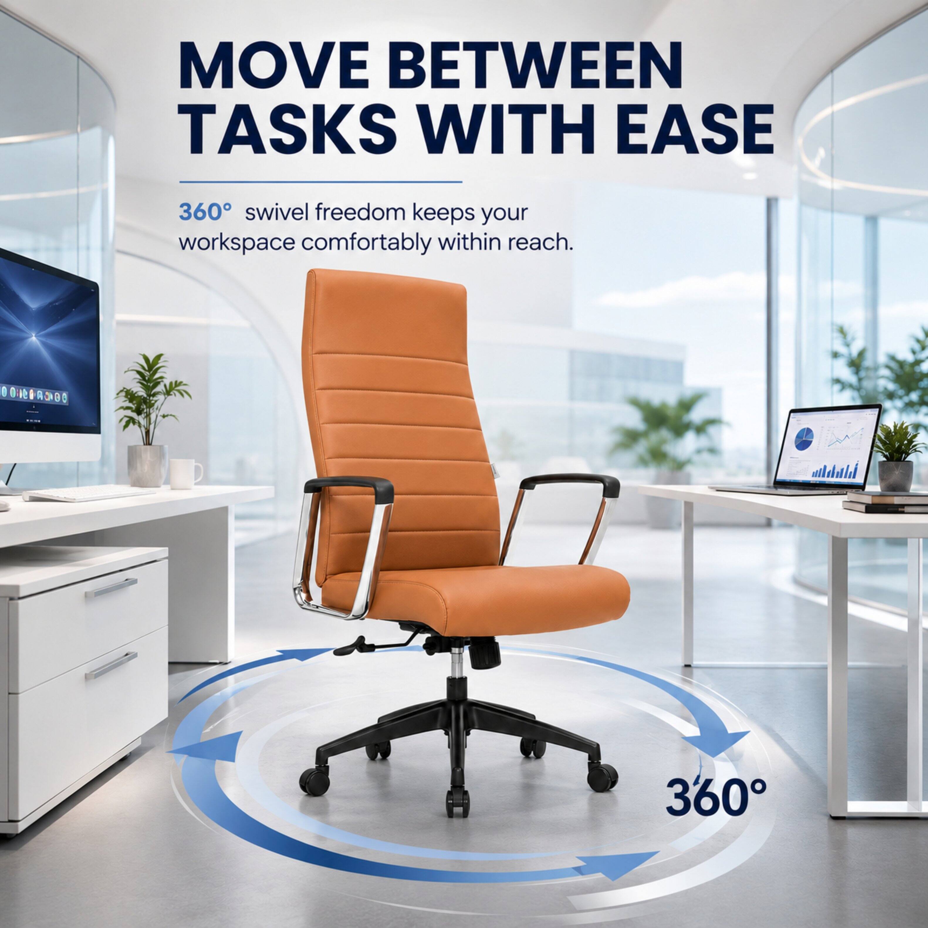 MOVE BETWEEN TASKS WITH EASE

360° swivel freedom keeps your workspace comfortably within reach.
