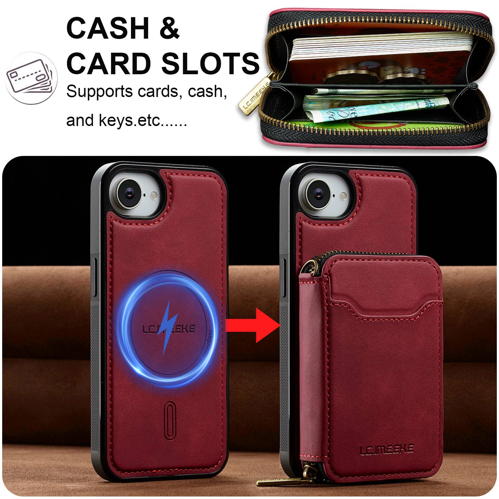 CASH & CARD SLOTS  
Supports cards, cash, and keys etc.....