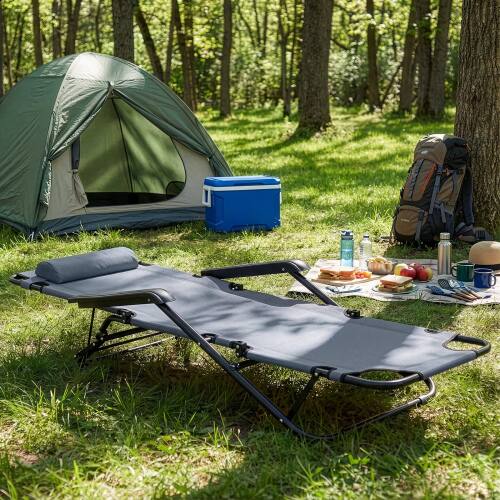 Alt View 9. Winado - Folding Lounge Camping Reclining Chair with Removable Pillow, Potable Zero Gravity Chair for Outdoor Indoor Balconies - Gray.
