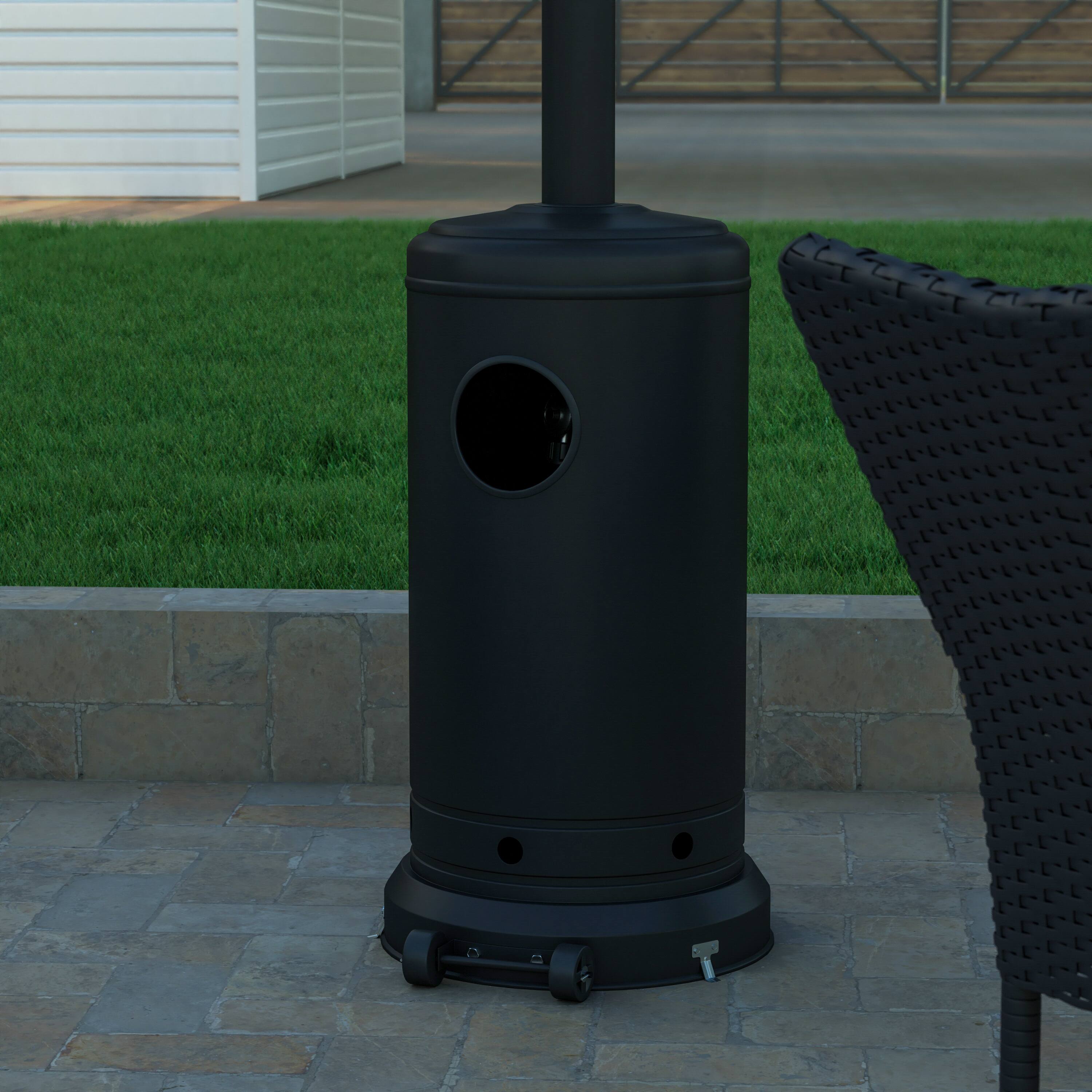 Alt View 4. Emma + Oliver - Outdoor Patio Heater - 7.5 Feet Round Steel Patio Heater - 40,000 BTU's - Black.