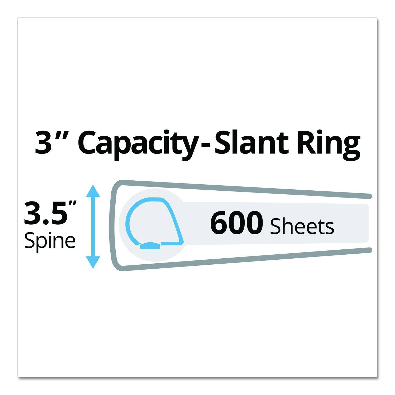 3" Capacity-Slant Ring  
3.5" Spine  
600 Sheets
