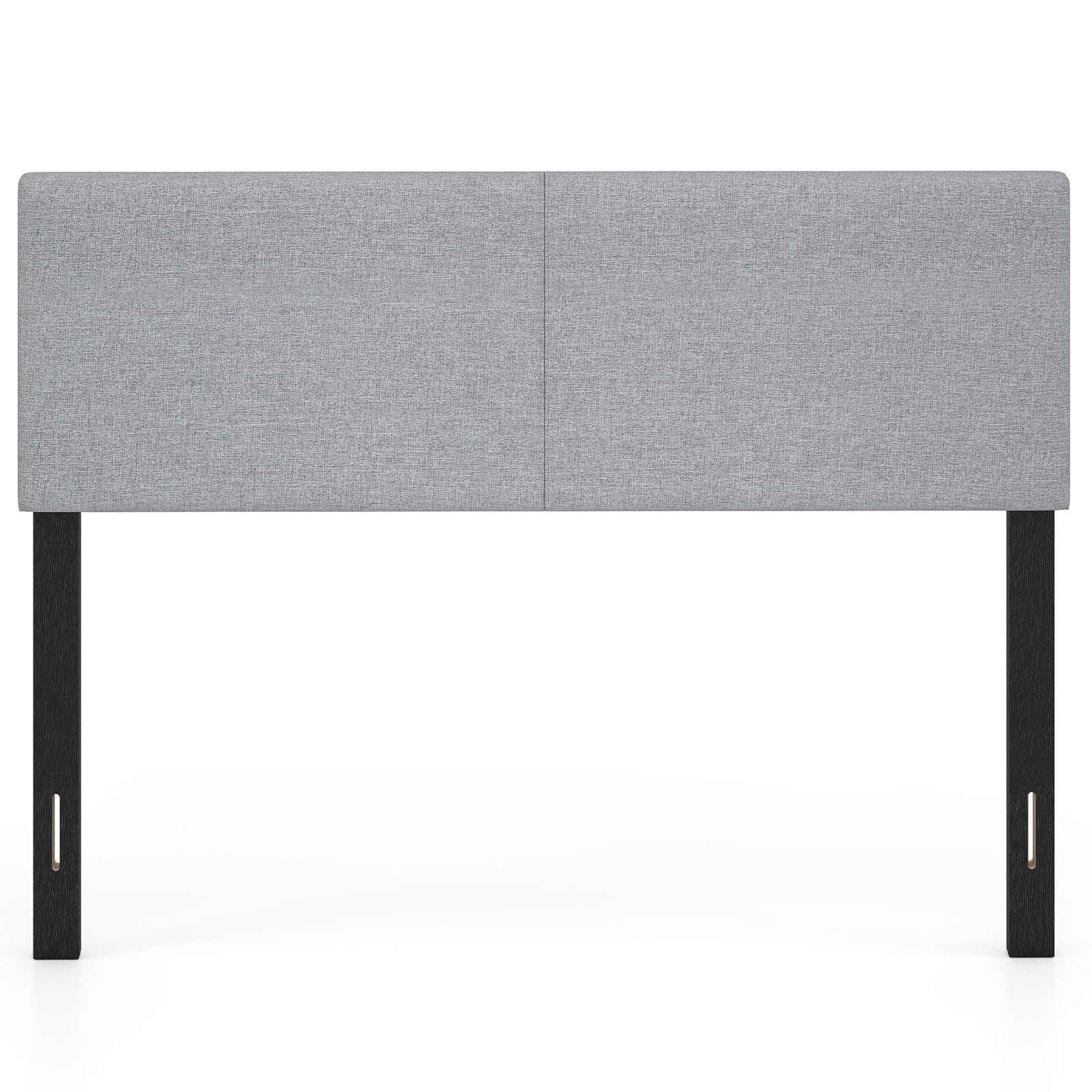 Gymax - Upholstered Headboard Queen/Full SizeVertical Quilted Linen Fabric Bed Frame - Gray