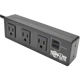 Eaton Tripp Lite Series Protect It! 3-Outlet Surge Protector with Mounting Brackets, 10 ft. Cord, 510 Joules, 2 USB - Black