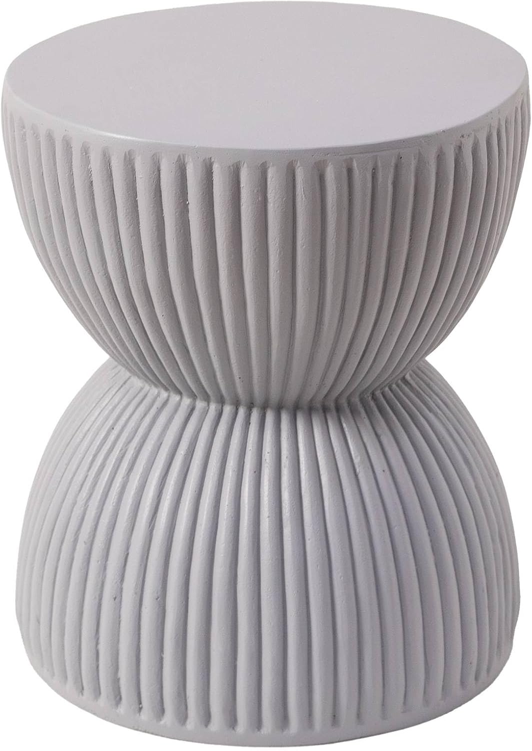 Alt View 2. LeisureMod - Spire Modern Ribbed Hourglass Accent Table, Fiberstone Indoor/Outdoor End Table & Plant Stand, Fully Assembled - Grey.
