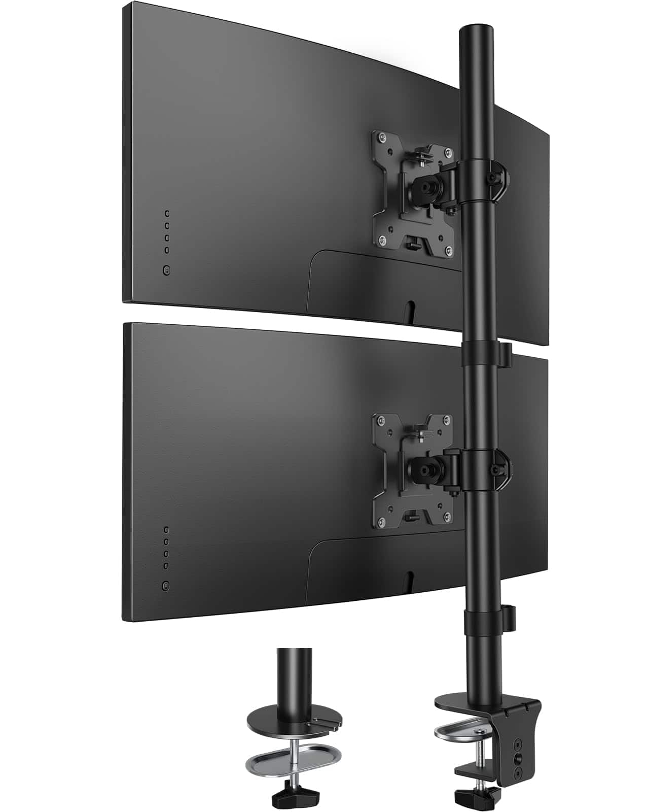 Hanke - Vertical Dual Monitor Mount Stacked Stand For 2 Monitors With Height Adjustment Computer Arm Supports Two 1 - Default