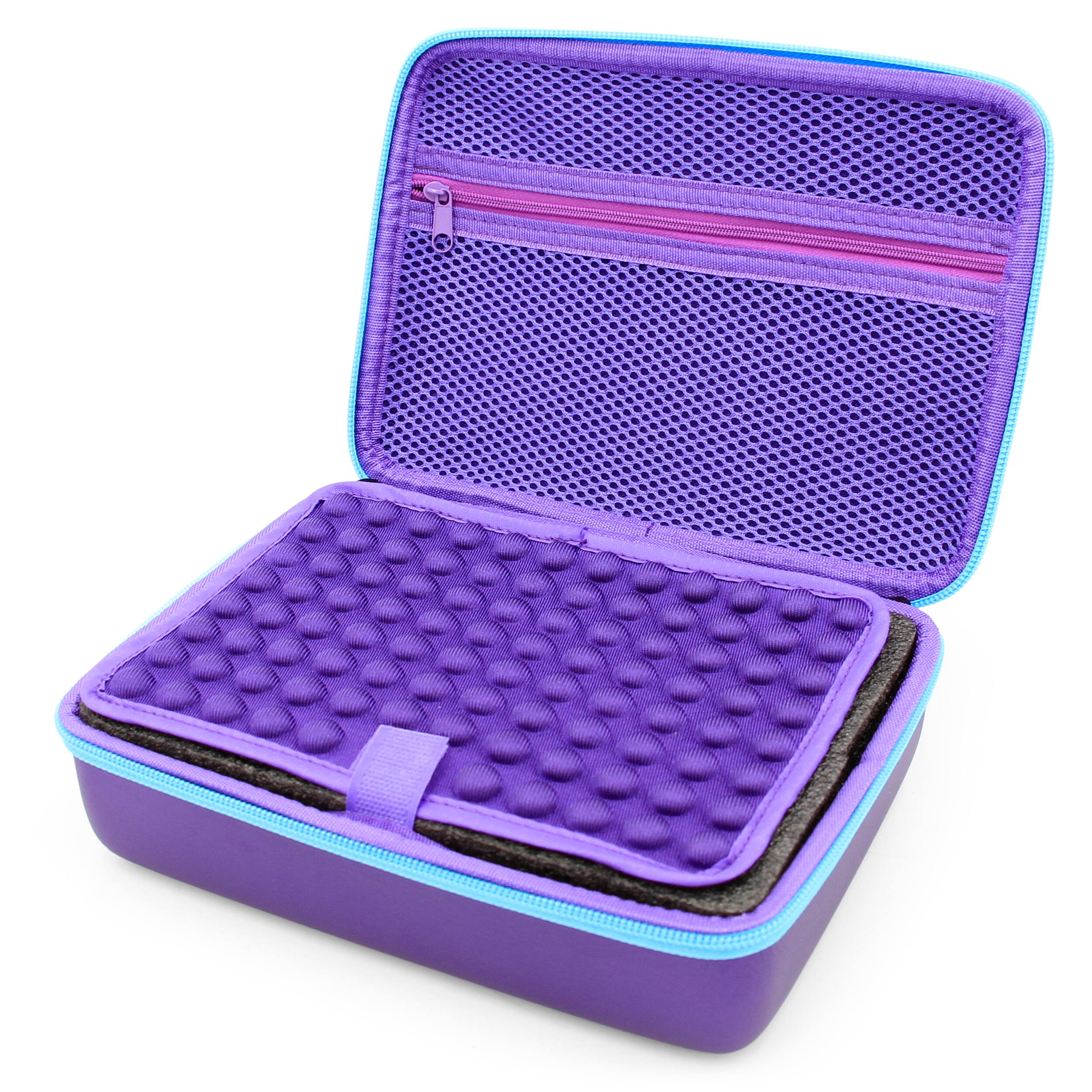 Alt View 3. CASEMATIX - 20-Slot Hair Clipper Blade Holder Case for Barbers & Stylists – Detachable Blades, Guards, and Accessory Storage, Purple.