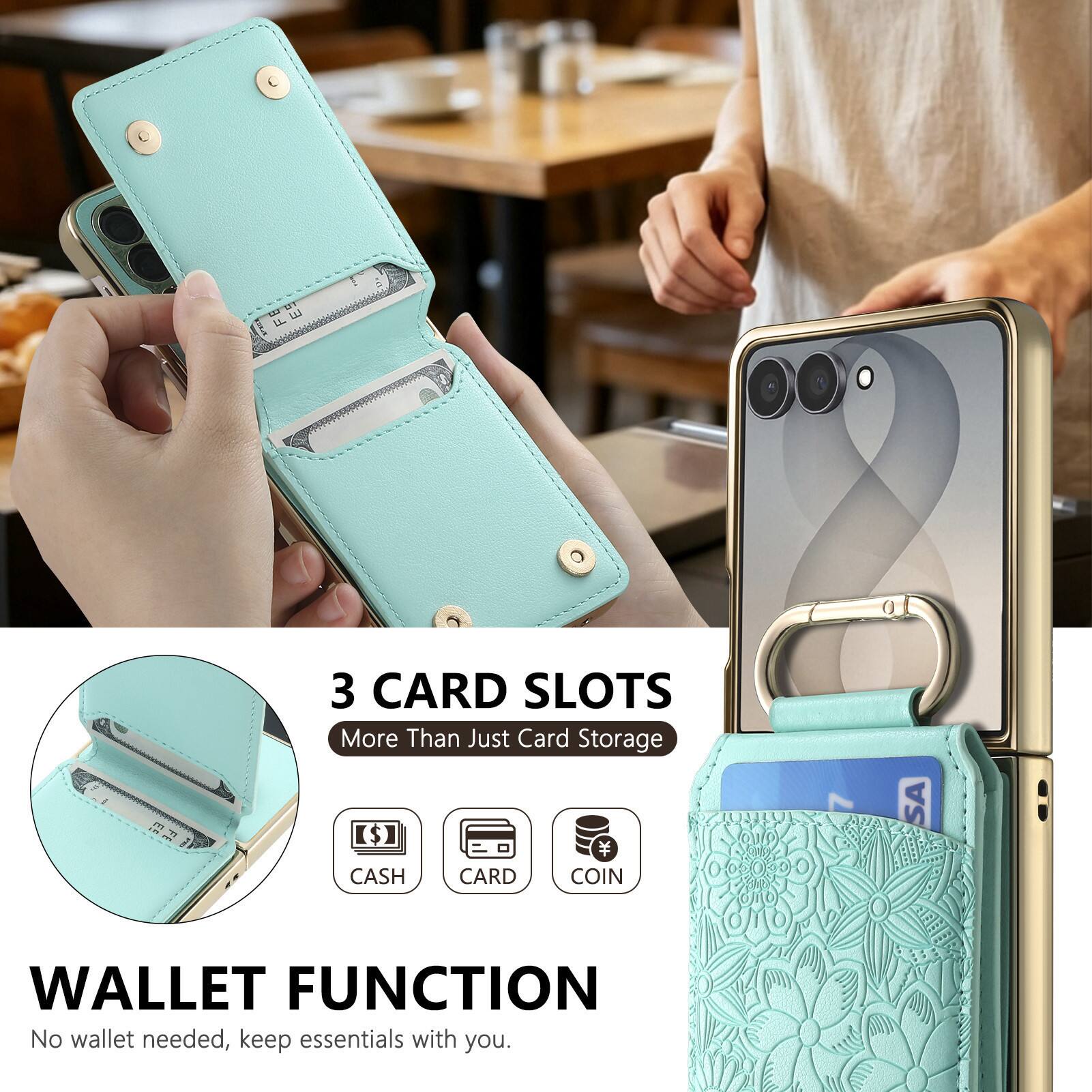 3 CARD SLOTS  
More Than Just Card Storage  

WALLET FUNCTION  
No wallet needed, keep essentials with you.