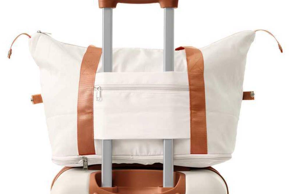 Alt View 5. BreeBe - 4-Piece Expandable Luggage Set 16"-28" w/ Travel Bag, Spinner Wheels, TSA Lock, ABS Suitcases, Storage Bags & Tags - Brown+White.