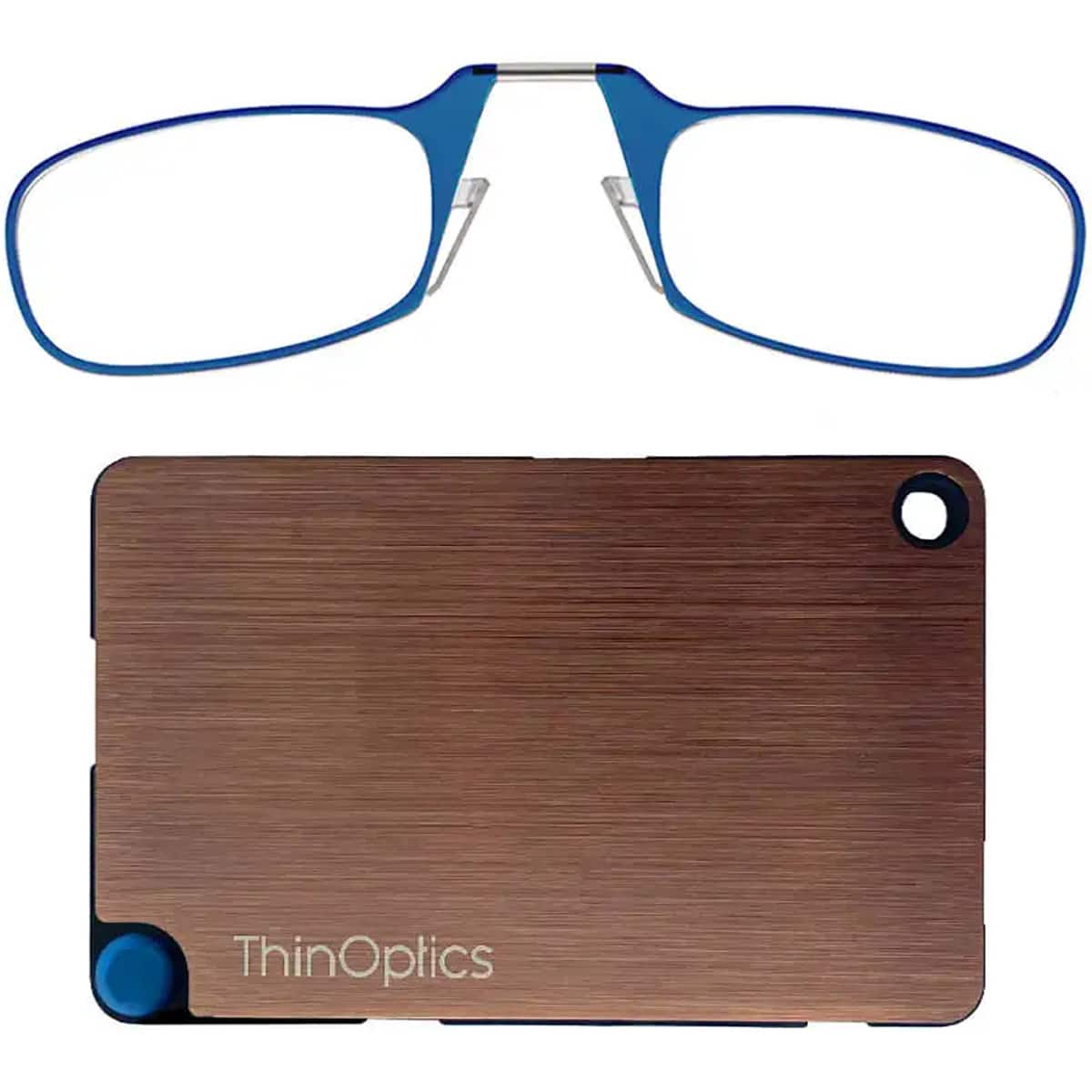 ThinOptics - Readers with Wallet - 2.00 - Blue Frame, Rose Gold Wallet - Blue/Rose Gold