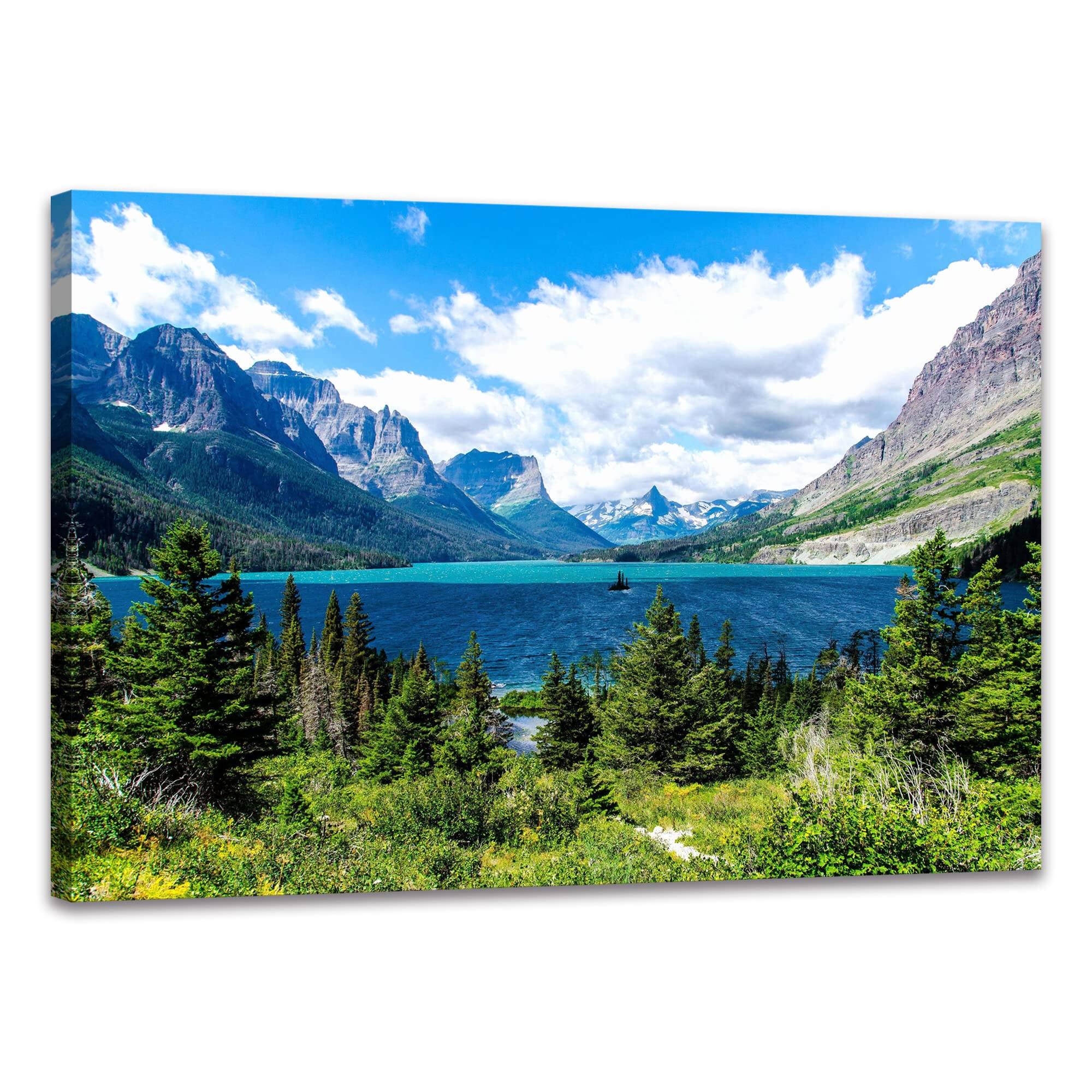 Front. Fabibe - National Park Canvas Wall Art Mountain Nature Landscape Painting Artwork Framed Home Decor for Living Room Bedroom (20x3 - Forest 05 20"L x 30"W.