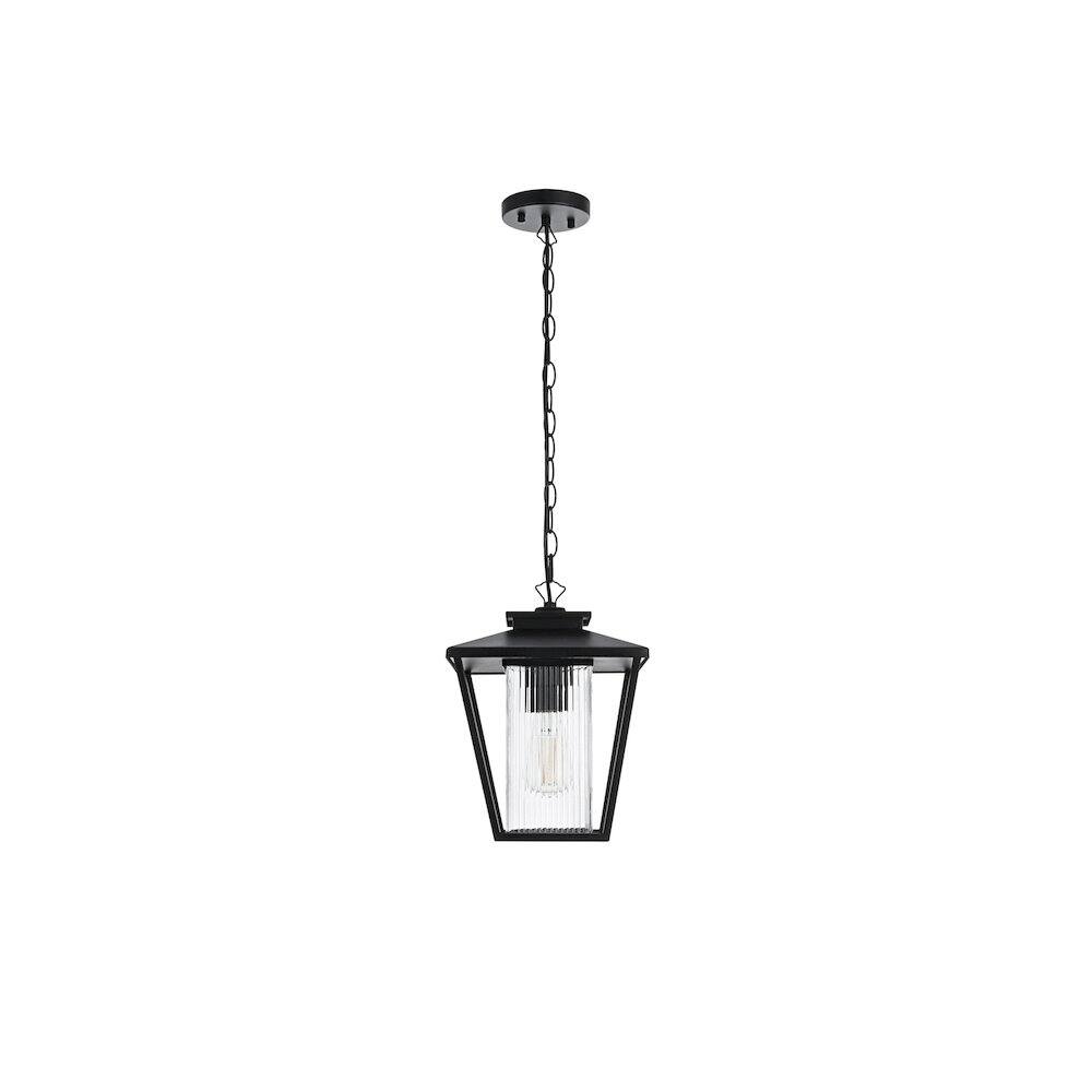 Back. Elegant Lighting - Gaul 7 inch Outdoor Pendant in Black - Black.