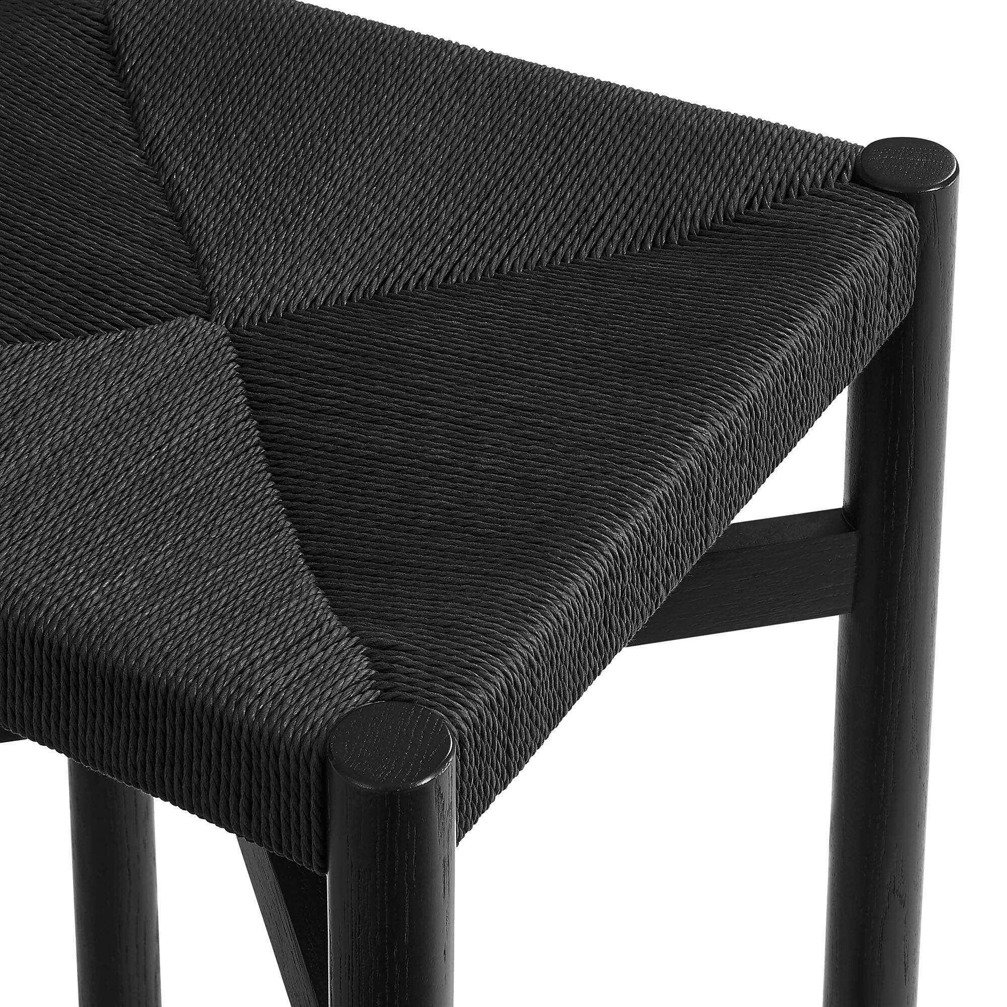 Alt View 6. Modway - Alvia Oak Woods Counter Stool With Woven Seats Set of 2 by Modway - Black.