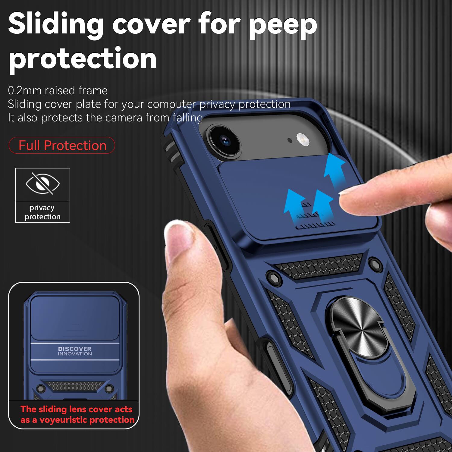 Sliding cover for peep protection

0.2mm raised frame
Sliding cover plate for your computer privacy protection
It also protects the camera from falling

Full Protection

privacy protection

DISCOVER INNOVATION

The sliding lens cover acts as a voyeuristic protection